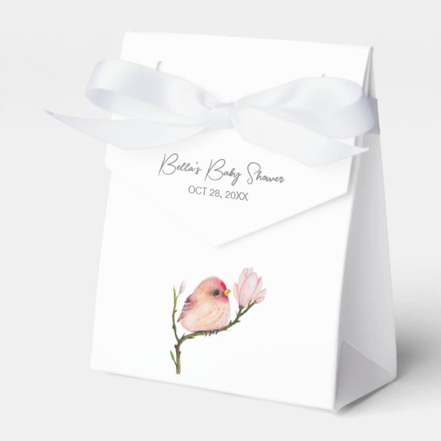 Cute Baby Redpoll Bird Baby Shower Favour Box (Front Side)