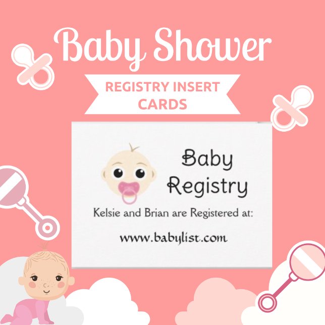 Cute Baby Registry Pink Girl Baby Shower Card (Creator Uploaded)