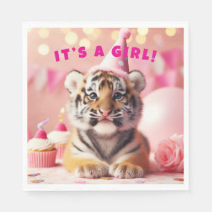 Cute Baby Reveal Girl Pink Baby Tiger Napkin