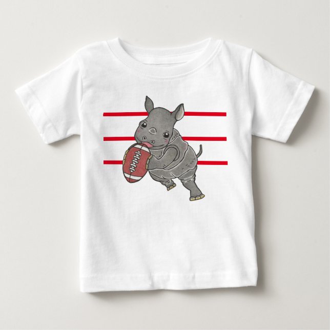 Cute Baby Rhino American Football Baby T-Shirt (Front)