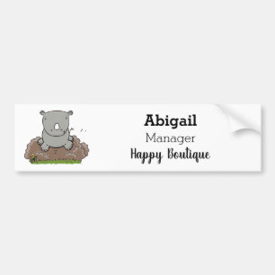 Cute baby rhino cartoon illustration  bumper sticker