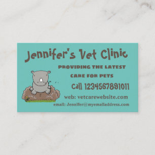 Cute baby rhino cartoon illustration business card