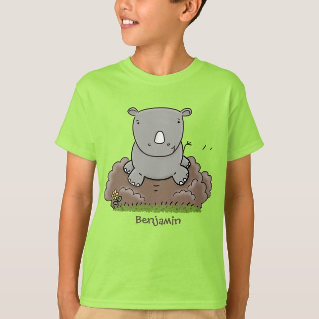 Cute baby rhino cartoon illustration T-Shirt (Front)