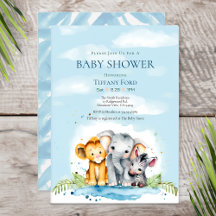 Cute Baby Safari Animal Elephant Lion Zebra Shower