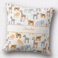 Cute Baby Safari Animal Watercolor Pattern