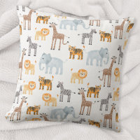 Cute Baby Safari Animal Watercolor Pattern