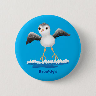 Cute baby sandpiper cartoon illustration  6 cm round badge