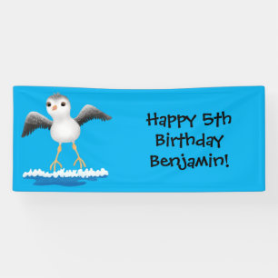 Cute baby sandpiper cartoon illustration banner