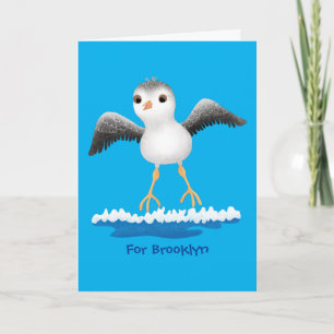 Cute baby sandpiper cartoon illustration  card