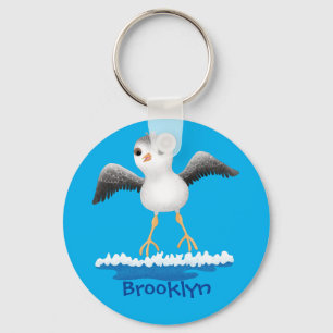Cute baby sandpiper cartoon illustration key ring