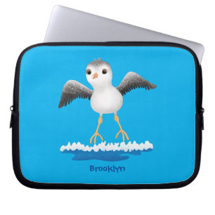 Cute baby sandpiper cartoon illustration laptop sleeve
