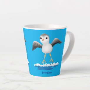 Cute baby sandpiper cartoon illustration latte mug