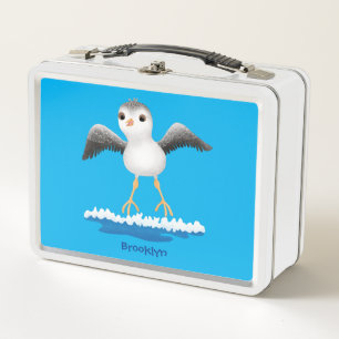 Cute baby sandpiper cartoon illustration metal lunch box