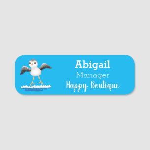 Cute baby sandpiper cartoon illustration name tag
