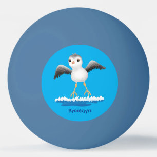 Cute baby sandpiper cartoon illustration ping pong ball