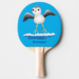 Cute baby sandpiper cartoon illustration ping pong paddle