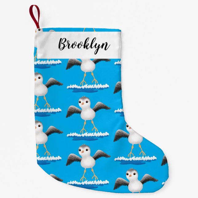Cute baby sandpiper cartoon illustration small christmas stocking (Front)