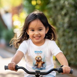 Cute Baby Sea Otter in Water Splashes Personalised T-Shirt