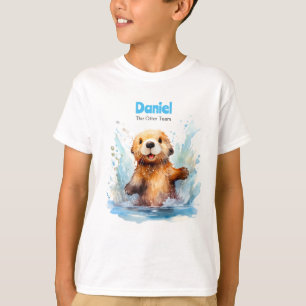 Cute Baby Sea Otter in Water Splashes Personalized T-Shirt