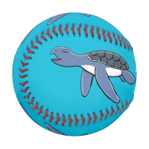 Cute baby sea turtle cartoon illustration baseball