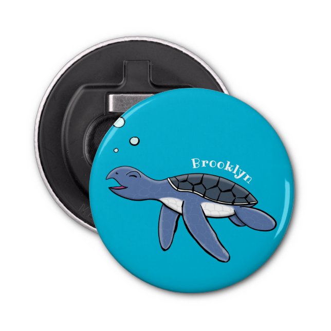 Cute baby sea turtle cartoon illustration bottle opener (Front)