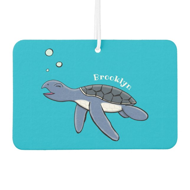 Cute baby sea turtle cartoon illustration car air freshener (Front)
