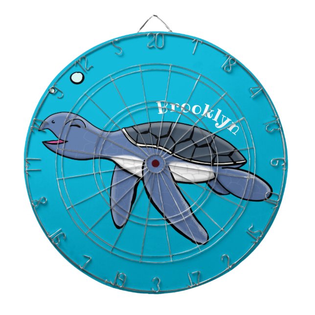 Cute baby sea turtle cartoon illustration dartboard (Front)