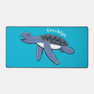 Cute baby sea turtle cartoon illustration desk mat