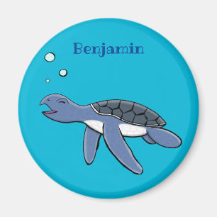 Cute baby sea turtle cartoon illustration magnet