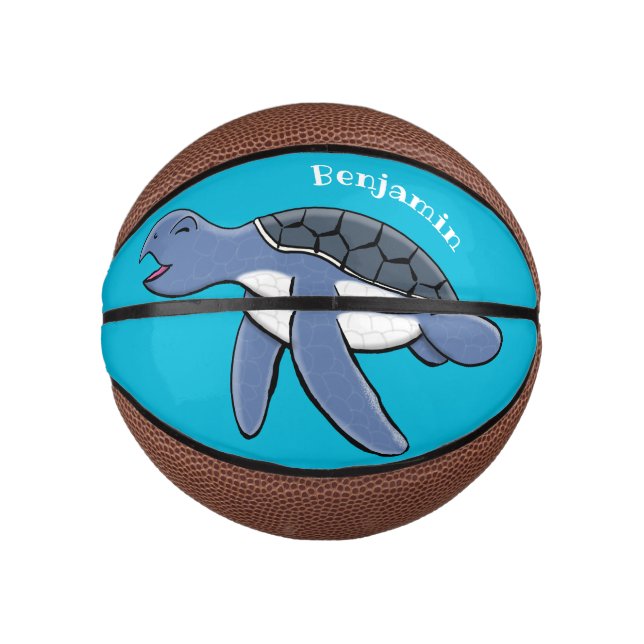 Cute baby sea turtle cartoon illustration mini basketball (Front)