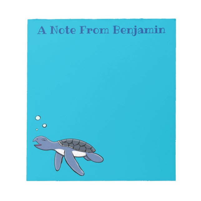 Cute baby sea turtle cartoon illustration notepad (Front)