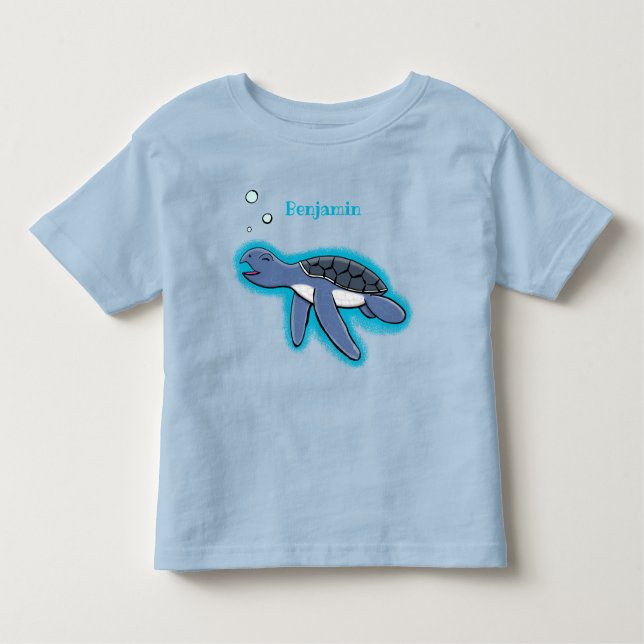 Cute baby sea turtle cartoon illustration toddler T-Shirt (Front)