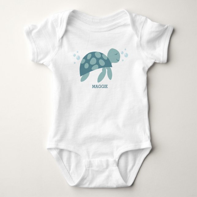 Cute Baby Sea Turtle Onsie T-Shirt Bodysuit (Front)