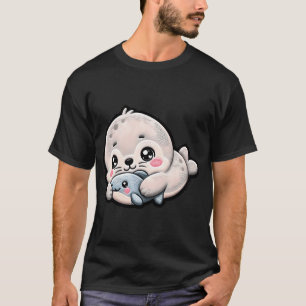 Cute Baby Seal Embroidery Patch T-Shirt