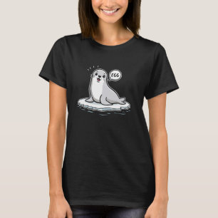 Cute baby Seal on Ice Floe saying Egg funny Meme T-Shirt