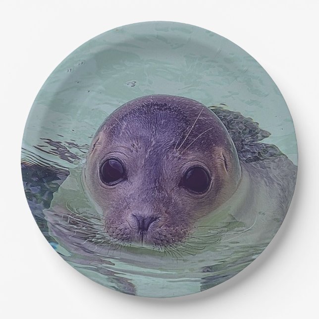 Cute Baby Seal Paper Plate (Front)
