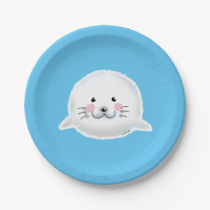 Cute Baby Seal Party Design Paper Plate