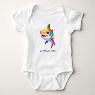 Cute baby shark rainbow colourful birthday kids bodysuit