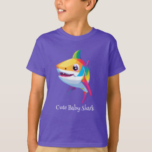 Cute baby shark rainbow colourful birthday kids  T-Shirt