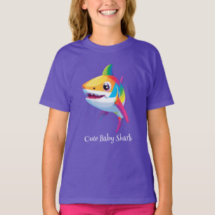 Cute baby shark rainbow colourful birthday kids  T-Shirt