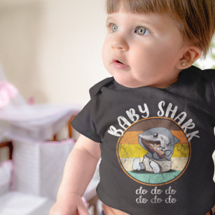Cute Baby Shark Retro Vintage do do do Baby Bodysuit