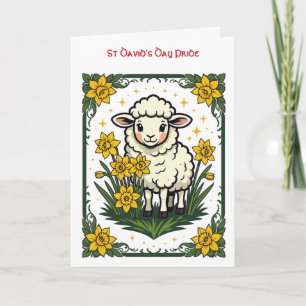 Cute Baby Sheep Surrounded By Yellow Daffodils Card