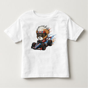 Cute Baby Shih Tzu Race Car Driver Toddler T-Shirt