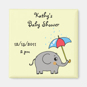 Cute baby shower (baby elephant with an umbrella) magnet