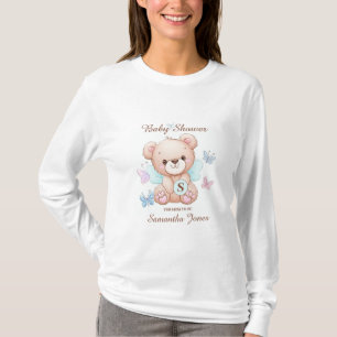 Cute Baby Shower Bear & Butterflies T-Shirt
