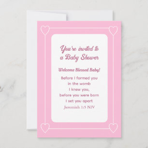 Cute Baby Shower Bible Verse Light Pink Simple Invitation