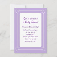 Cute Baby Shower Bible Verse Light Purple Simple  