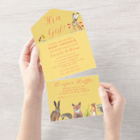 Cute Baby Shower Fox Hare It's a Girl Floral