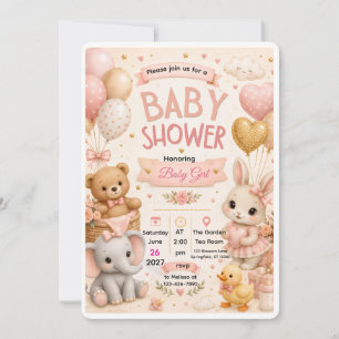Cute Baby Shower Invitation Back Design Pastel B