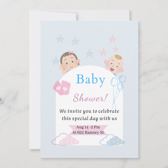Cute Baby Shower Invitation | Gender Neutral  (Front)